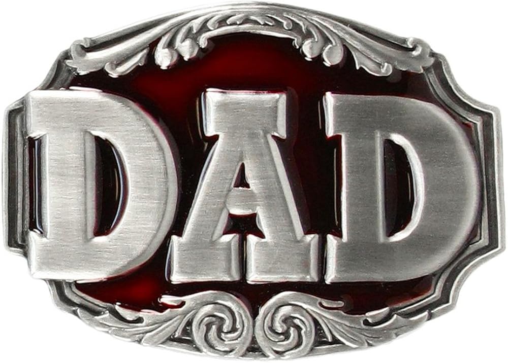 Pewter Belt Buckle - Dad 3D - Pewter Belt Buckle: Clothing