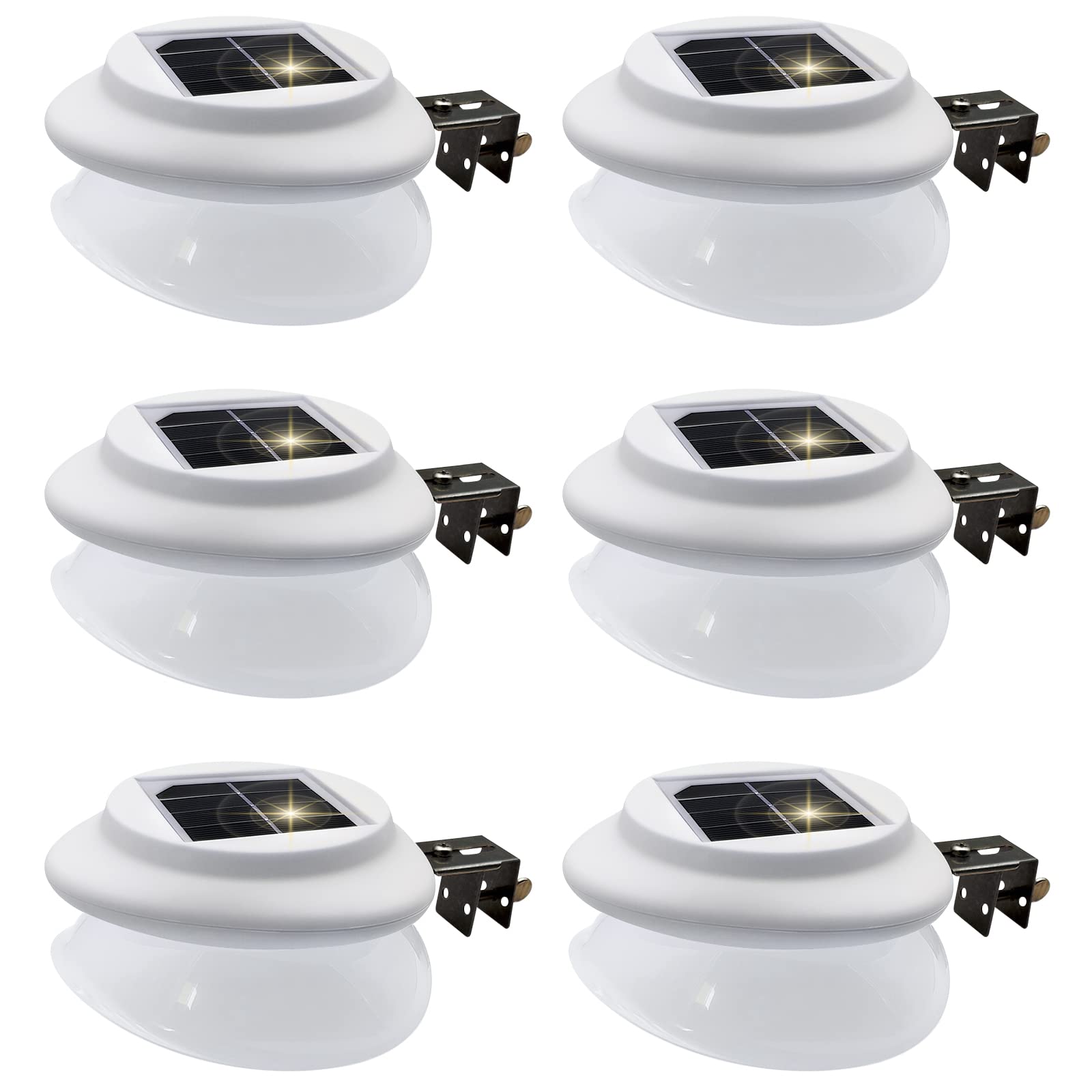 Solar Fence Gutter Lights, AVEKI 9 LEDs Solar Powered Garden Outdoor Lights Waterproof Security Lamp for Outdoor Garden Fence Wall Lobby Pathway (White 6 Pack)
