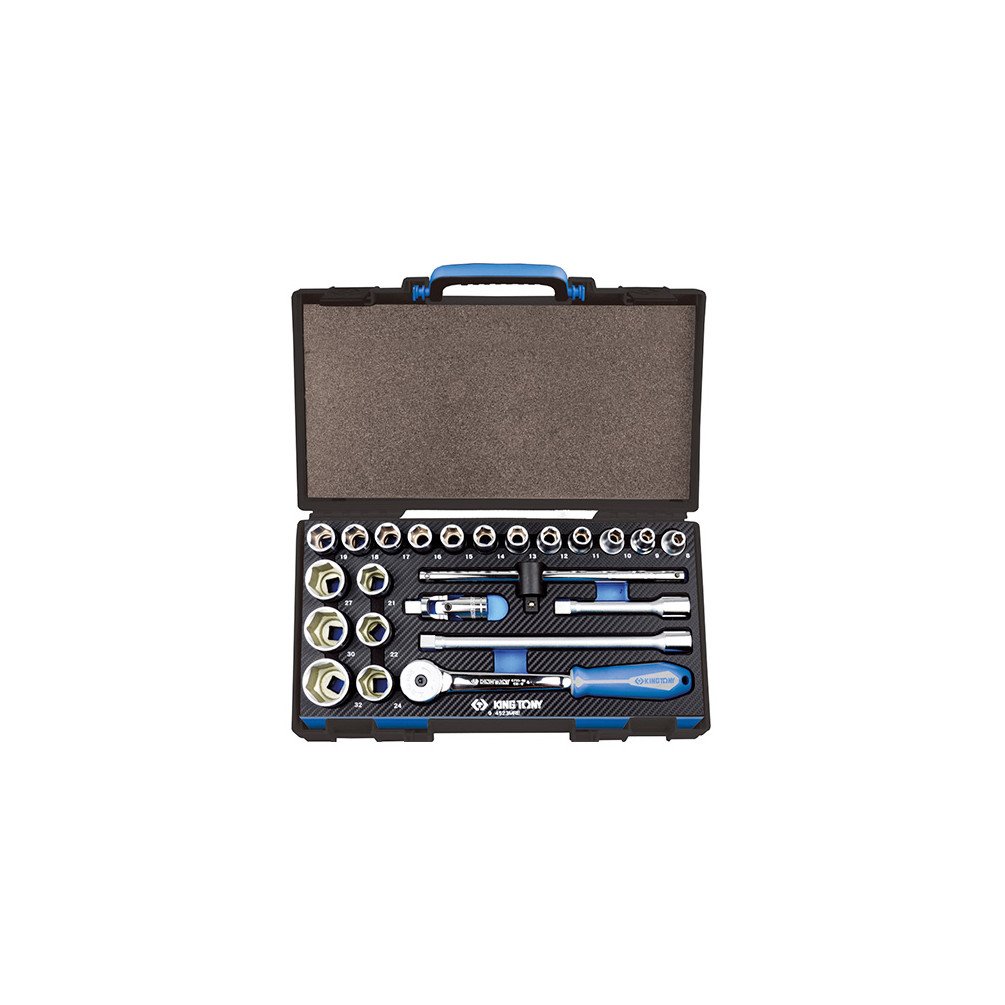 King Tony - EVAWAVE 23 pcs Ratchet Set, 1/2" Metric hex sockets and Accessories - 4523MRE - King Tony