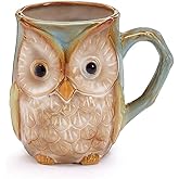 Burton & Burton 9730074 Mug Owl Coloring Printed on Surface, 4 1/4" H × 4 3/4" W × 3 1/2" D × 2 1/2" Opening. Holds 12 oz., Blue/Green