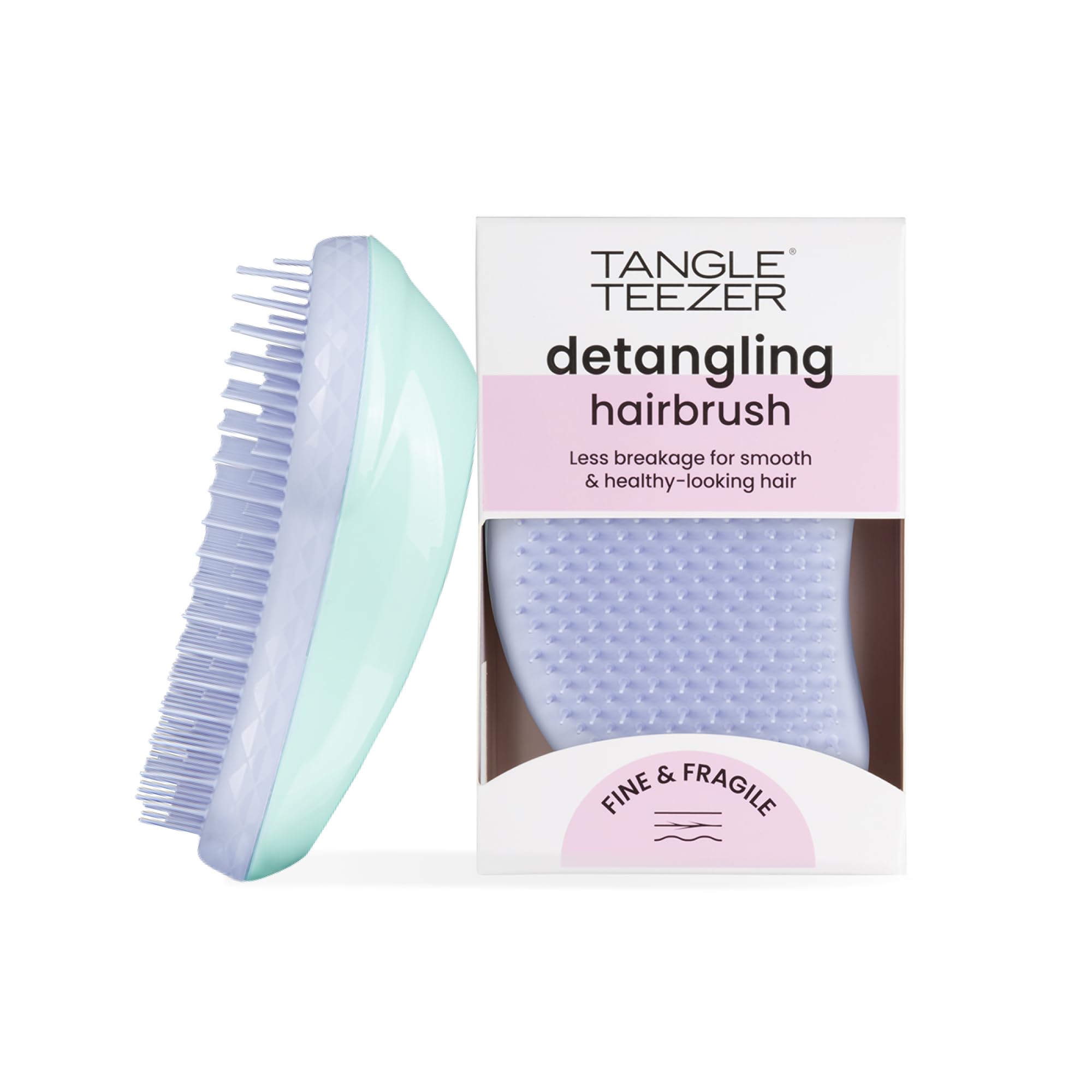 Tangle Teezer Fine and Fragile Ultimate Detangler Hairbrush for Coloured, Fine & Thin Hair - Two-Tiered Soft Flex Teeth Reduce Breakage & Pulling - Gentle on Delicate Hair - Mint Violet