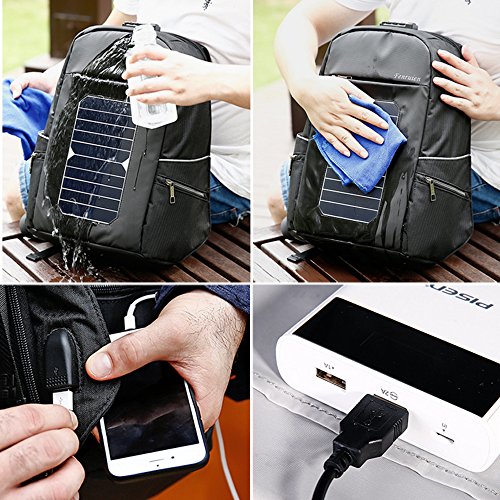 Eshow Solar Charger Laptop Backpack with USB Charging Port Anti-theft for Travel Business and School Fits 15.6'' Laptop Large Capacity Thoughtful Compartment Design