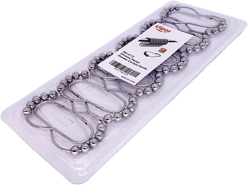 Uigos Shower Curtain Rings for Bathroom - Stainless Steel, Set of 12, Chrome: Home & Kitchen