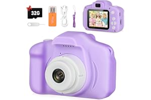 BAKOOR Upgrade Toddler Camera, HD Digital Video Cameras for Toddler, Kids Selfie Camera Toys with 32GB SD Card for 3 4 5 6 7 8 9 Year Old Girls and Boys, Christmas Birthday Gifts for Boys - Purple
