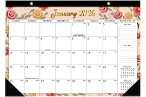Large Monthly Desk Calendar, January 2026 to June 2027, 18 Months, 17 x 22 Inch, Wall Mount with To-Do List, Notes, Positive 