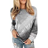 Famulily Womens Tie Dye Sweatshirt Casual Long Sleeve Crewneck Pullover Shirts S-XXL