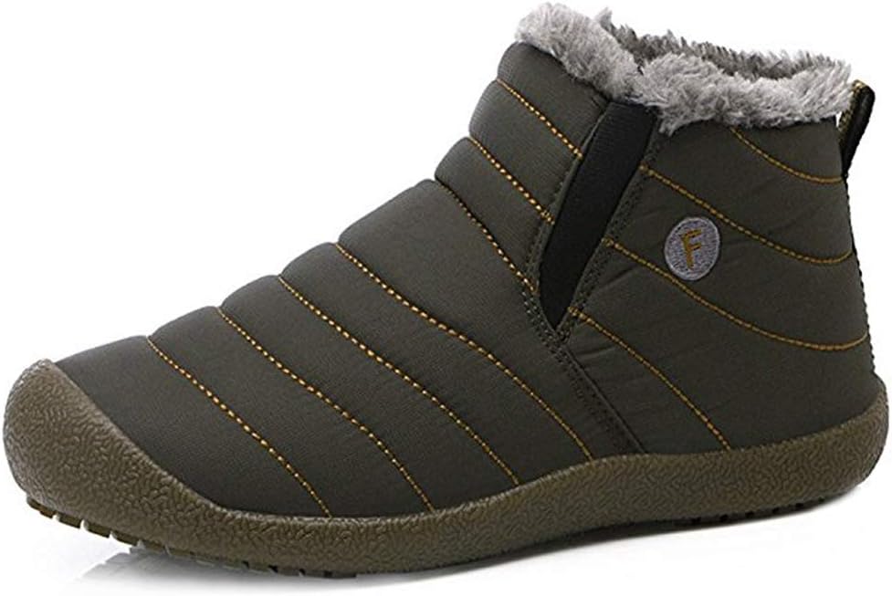 kealux Women Men Anti-Slip Waterproof Ankle Snow Boots Fashion Winter Shoes with Fully Fur Lined