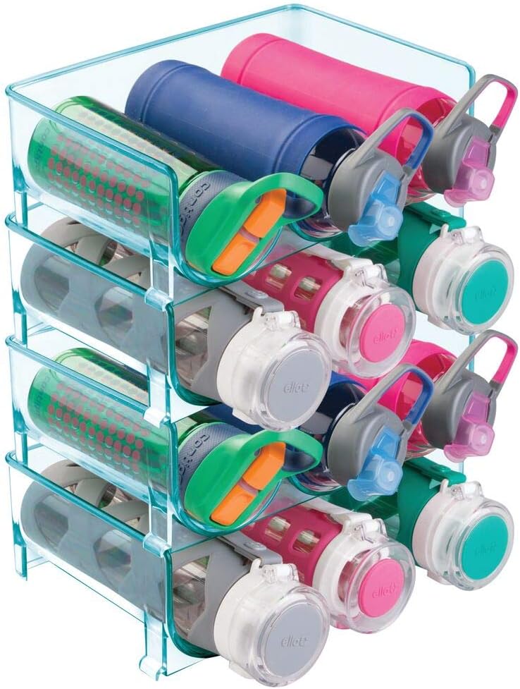 mDesign Set of 4 Bottle Holder Shelves — Water Bottle Holder for up to