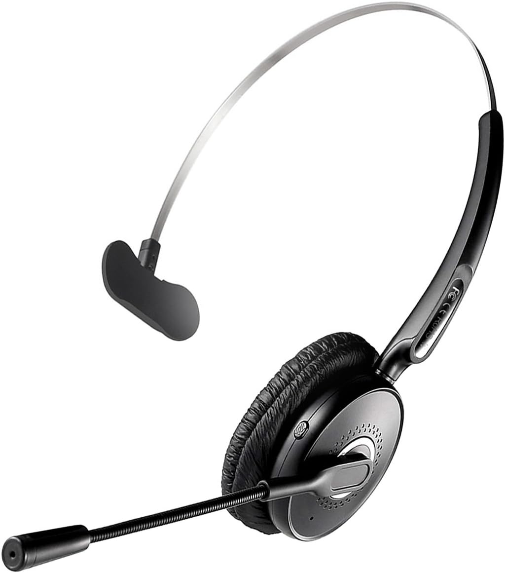 Bluetooth Headset, Arkey Noise Canceling Wireless Bluetooth Headset with Microphone for Truck Driver, Over the Head Earpiece, On Ear Car Bluetooth Headphones with 20 Hours Talk Time for Cell Phone
