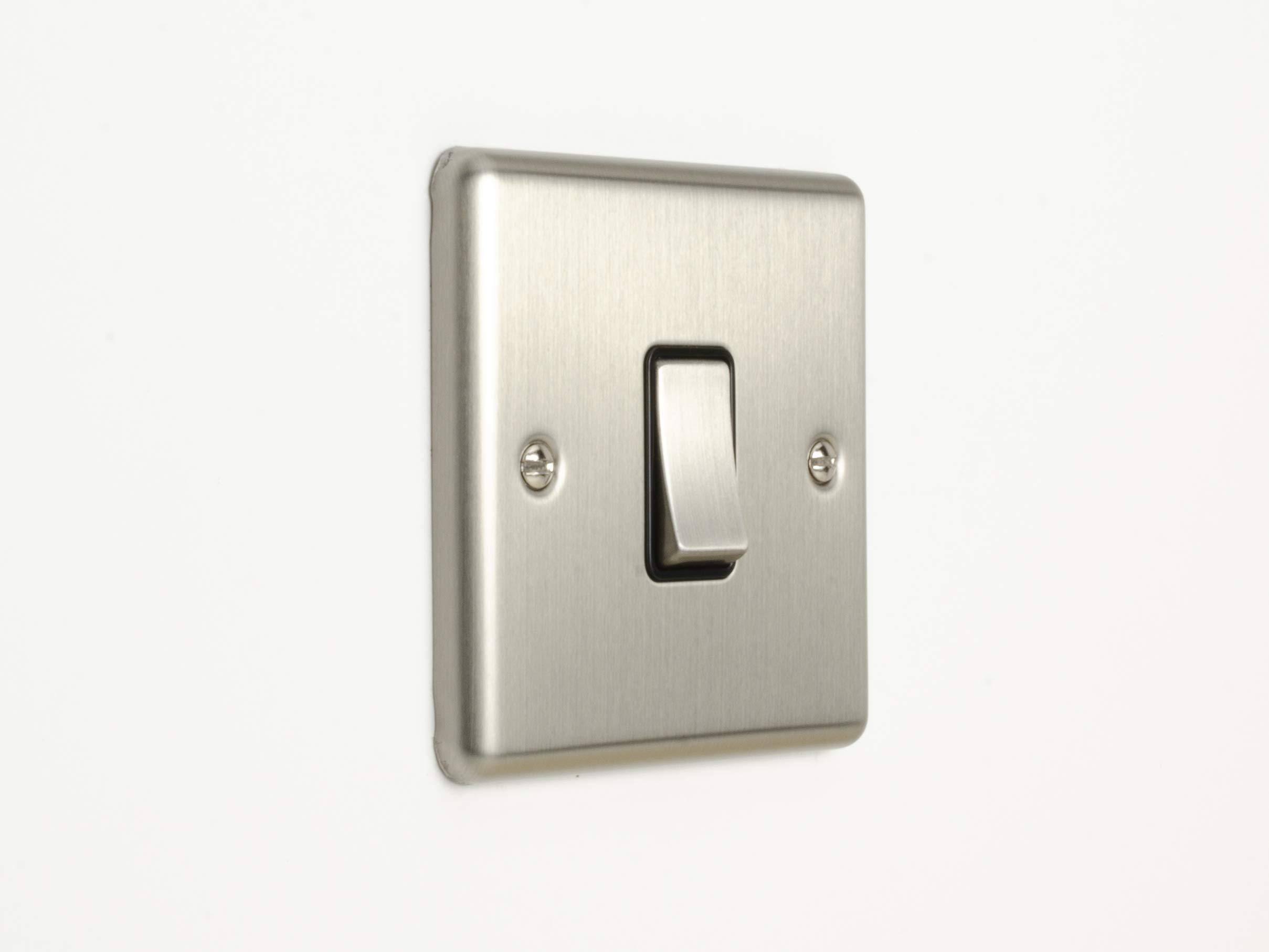Enhance Decorative 20A Switch Satin Stainless Finish With Black Trim