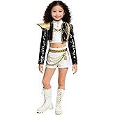 FENGLONG-YB Costume Cosplay Golden For Girls Women With Wigs Halloween Top Pants Full Set Outfit