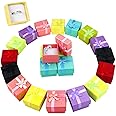 PRALB 32PCS Assorted Jewelry Gifts Boxes, Jewelry Boxes Cardboard Ring Boxes Jewelry Storage Cube Satin Ribbons Bowknot For Anniversaries Weddings Birthdays (8 Colors, 1.57" x 1.57" x 1.06")