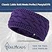 TrailHeads Ponytail Headband | Cable Knit Winter Ear Warmers | Fleece Ear Band for Women - purple
