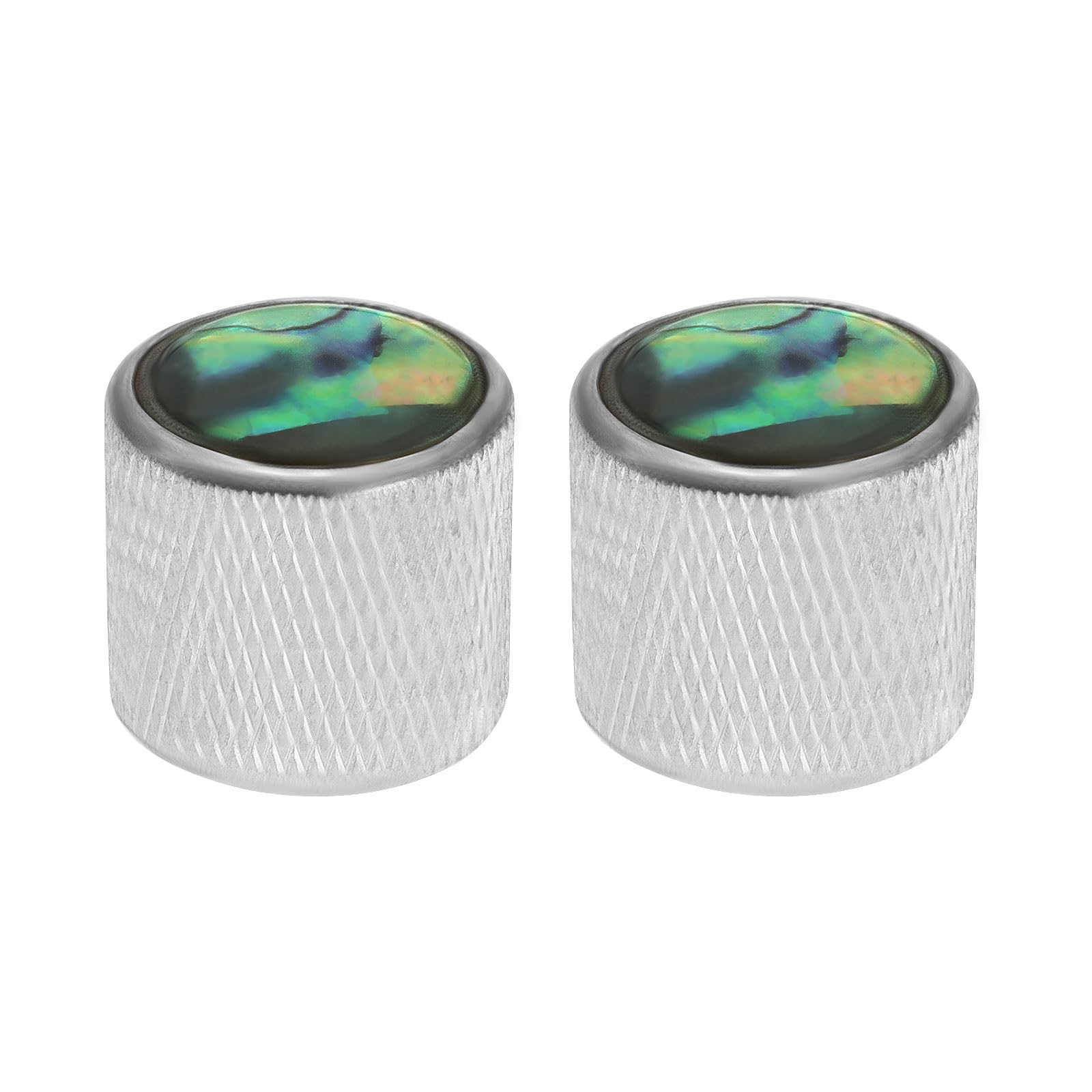 SG Store 2Pcs Metal Metric Size Abalone Top Dome Knobs Guitar Knobs Bass Knob for Tele Telecaster Electric Guitar Or Bass 19.7x20x6mm, Chrome