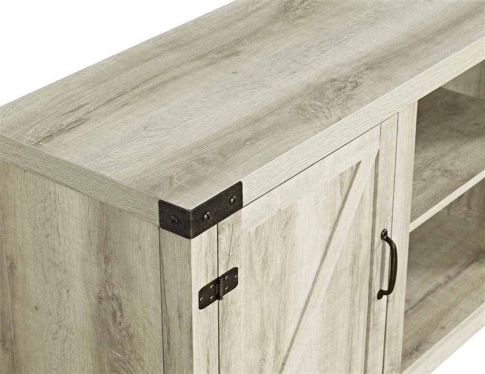 WE Furniture W58BDSDWO Barn Door TV Stand, 58", White Oak