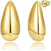 Chunky Gold Earrings for Women Teardrop Earrings Chunky Tear drop Earrings