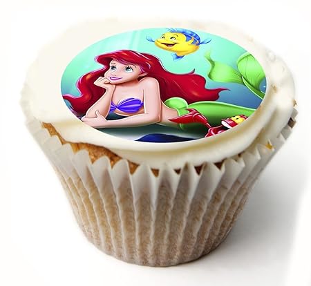 Ariel The Little Mermaid 20 X Pre Cut Fairy Cake Cupcake Edible