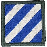 3rd Infantry Division Patch (Military Issued)-Veteran Owned Business (Color with Hook Fastener)