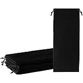 Mandala Crafts 4x10 Black Velvet Drawstring Bags - 50 Long Velvet Drawstring Pouches Bulk for Event and Wedding Favor, Gift Wrapping, and Wine Bottle Packaging