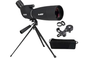 SVBONY SV28 Plus 25-75x70 Spotting Scopes with Updated Tripod, A5 Wine Red Coating Bak4 Spotting Scope with Upgraded Phone Mo