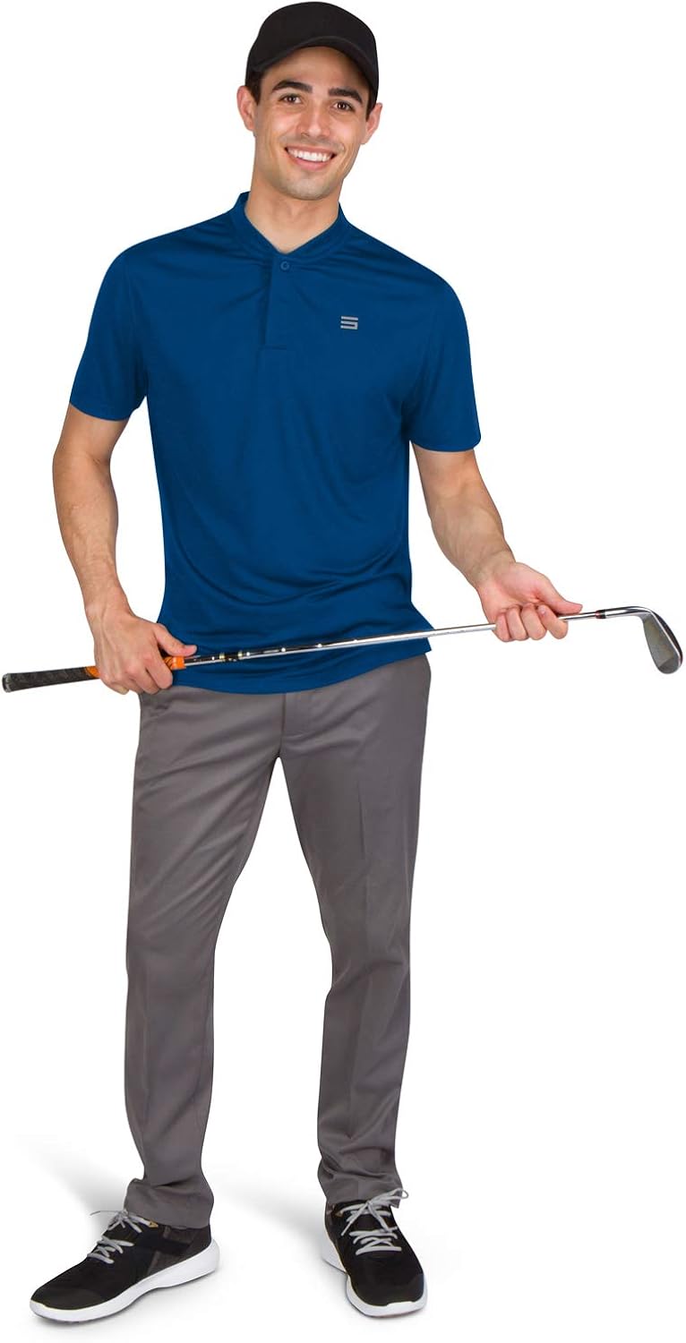 Three Sixty Six Quick Dry Collarless Golf Shirts for Men - Short Sleeve Casual Polo, Stretch Fabric: Clothing