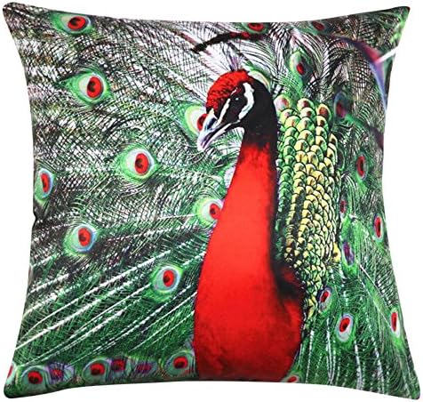 Venzhe Beautiful Peacock Pillow Cases Bed Home Decorative Peacock Tail Throw Cushion Cover Luxury Pillowcase 18x18 Inch - Pattern 9