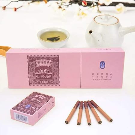 Amazon Huwoymx プレミアムシガーティータバコ チョコレートクリームフレーバー 男性と女性の健康タバコ 雲南中国のハーブティータバコ 緑茶茶の煙 ミントティータバコ きれいな肺の煙 タバコの代替品 100 無煙 100 タールフリー 1パック ピンク物語