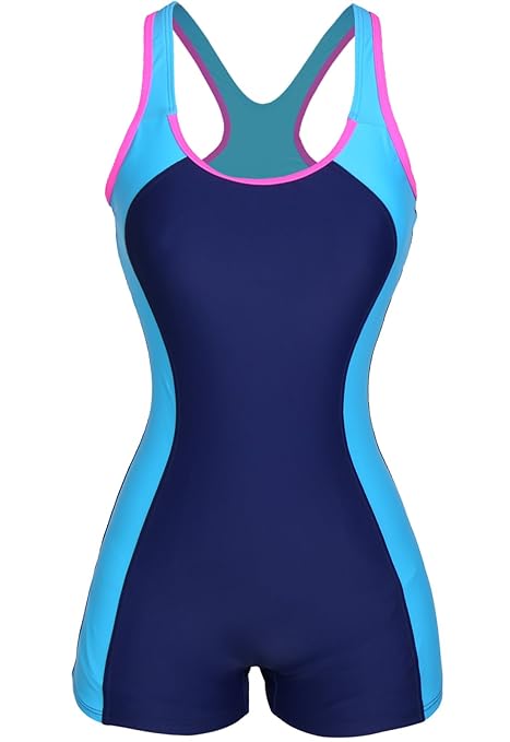 CROSS1946 Damen Figurformend Color-Block Sport Bademode Badeanzug