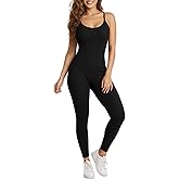 AURUZA Jumpsuit for Women Workout Seamless Jumpsuits Ribbed One Piece Tank Tops Rompers Spaghetti Strap Exercise Jumpsuits
