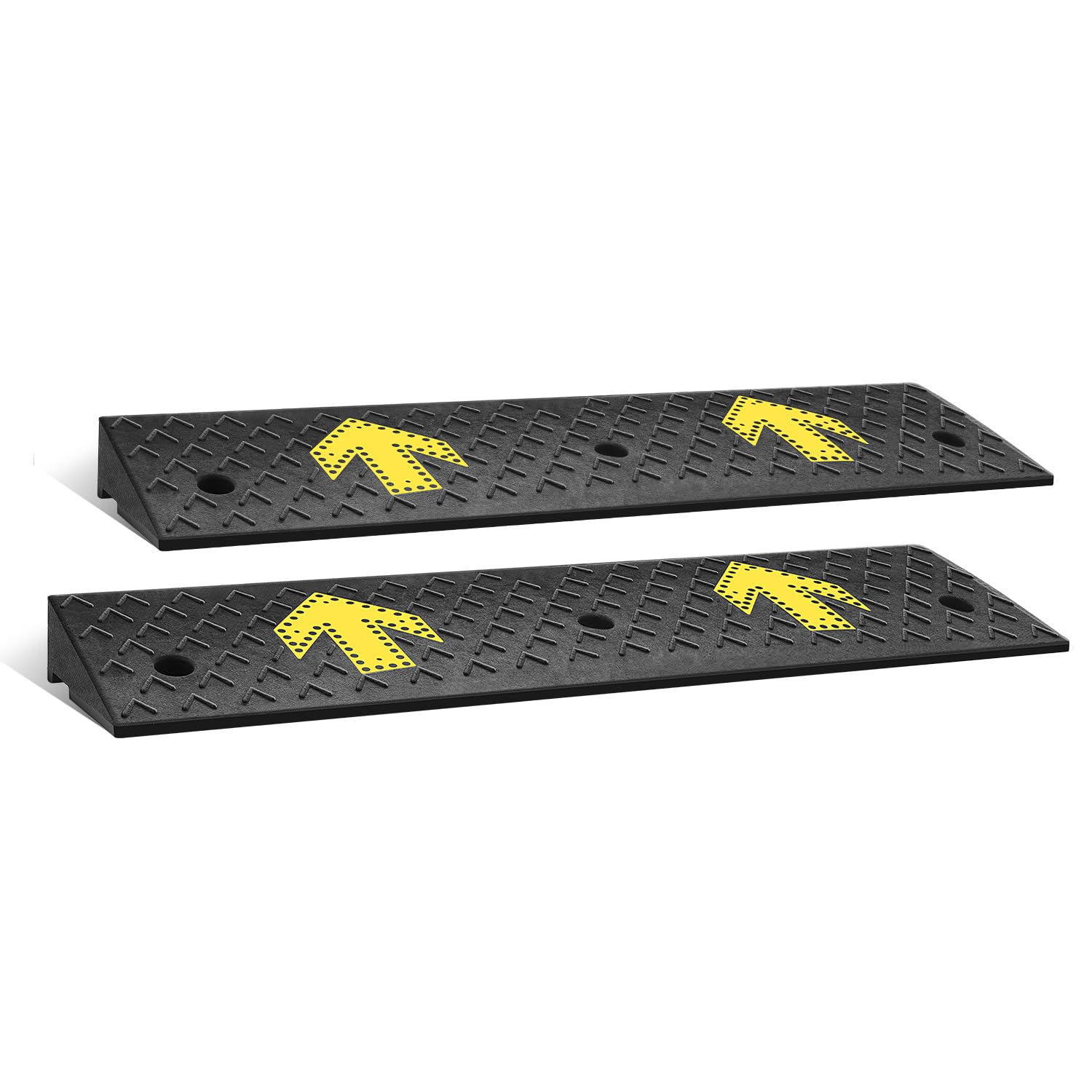 DNA Motoring 2pcs 3.1″ Rise Rubber Arrow Curb Ramp Heavy Duty Loading Driveway Ramp Threshold Ramp 37.4″ L x 9.1″ W x 3.1″ H for Loading Dock, Warehouse, Wheelchair, Motorcycles, Cars, TOOLS-00649