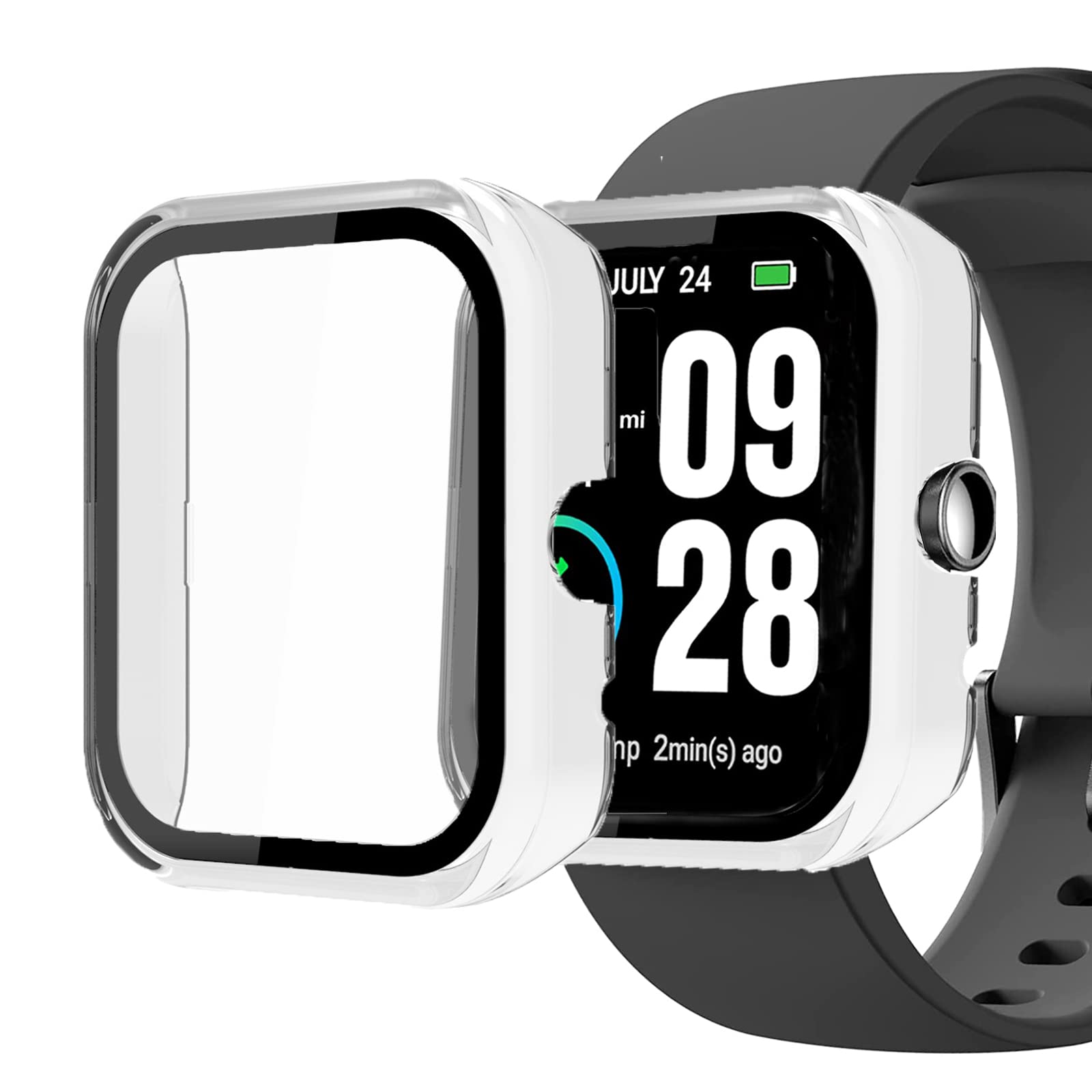 Compatible for TOZO S2 Case, onetuo Hard PC Case with Tempered Glass Screen Protector Compatible with TOZO S2 44mm 1.69-inch Smart Watch (Clear)