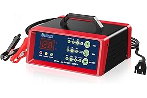 SAFEMATE 2/6/10-Amp Smart Car Battery Charger, 6/12V Metal Cover Fully Automatic Battery Charger, for Motorcycle, Car, ATV, Lead-Acid and LiFePO4 Batteries