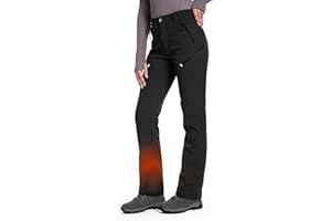 Moosehill Women's-Fleece-Lined-Hiking-Pants Snow-Ski-Water-Resistance-Softshell-Insulated for Winter with 5 Pockets