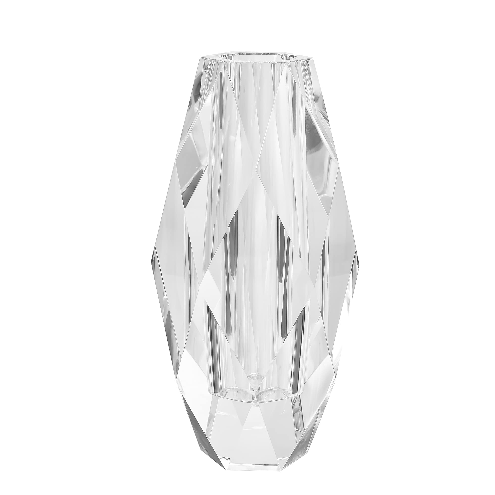 Photo 1 of Kitcom Crystal Vase for Flowers 12", Multi-Faceted Design Vase Christmas Decorations for Home Wedding or Gift, Transparent Color with Gift Box