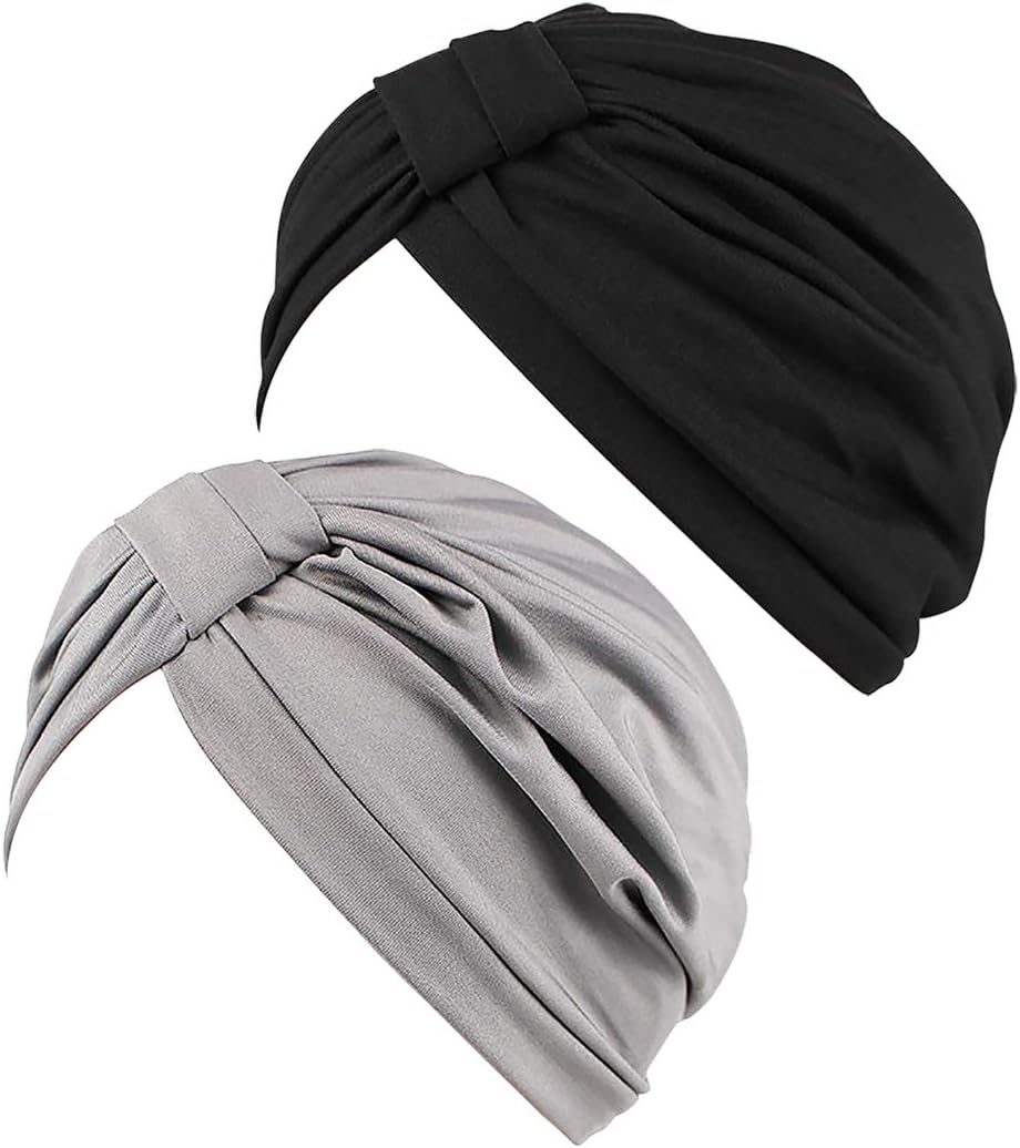 JarseHera Chemo Turbans for Women Pre Tied Cotton Vintage Cover Twist Pleasted Hair Caps