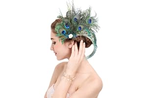 Z&X Peacock Feather Hair Clip Fascinator Hat 1920s Hair Accessories for Women Church Derby Halloween Headpiece