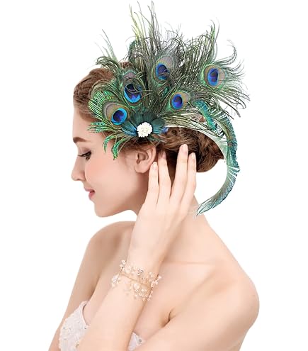 Amazon.com: Peacock Feather Hair Clip Peacock Black Feather  display picture 1