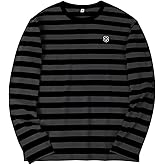 KESIHAN Men's Casual Striped Shirts Crewneck Long Sleeve Basic T-Shirt Basic Daily Work Stripe Tee Tops