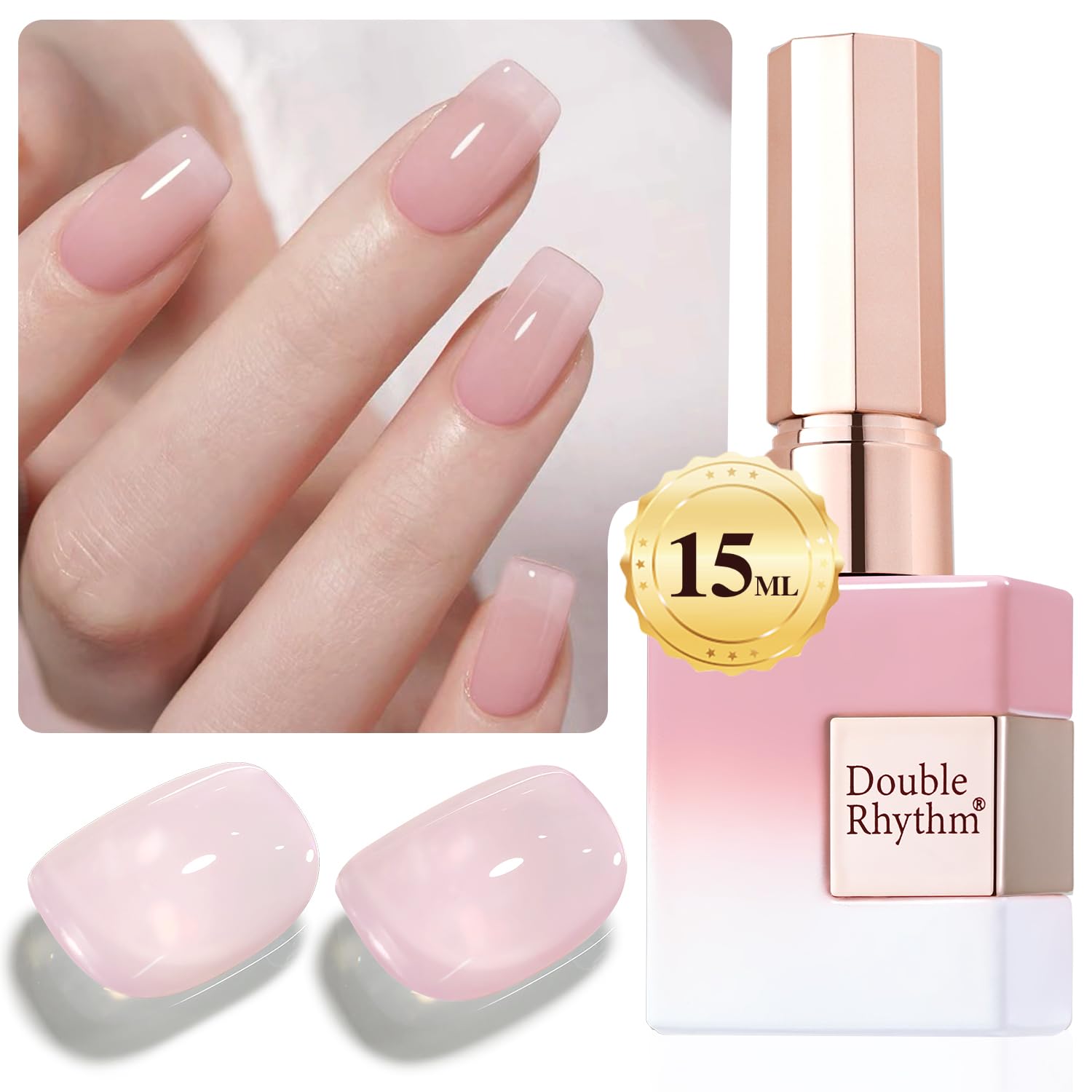 Photo 1 of *** NO CHANGE****  Double Rhythm Gel Polish Translucent Sheer Neutral Natural Light Milky Same Color Same Bottle 15ML Jelly Polish Art DIY at Home (Baby Pink-A1376)