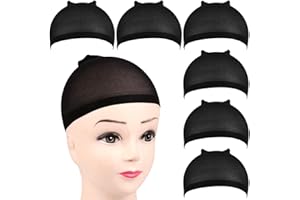 6PCS Black Stocking Wig Caps Stretchy Nylon Wig Caps Soft and Breathable Close End Wig Caps for Women and Men