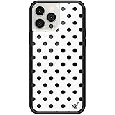 Wildflower Cases - Compatible with iPhone 13 Pro Max | Protective Black Bumper, 6.5ft Drop Test Certified, Women Owned Small Business | Spots Aesthetic Trendy Cute | Polka Dot - White & Black