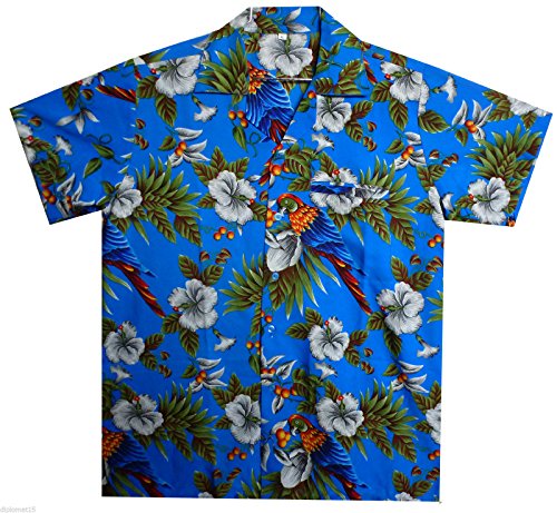 V.h.o funky hawaiian blouse, parrot cherry, blue, s