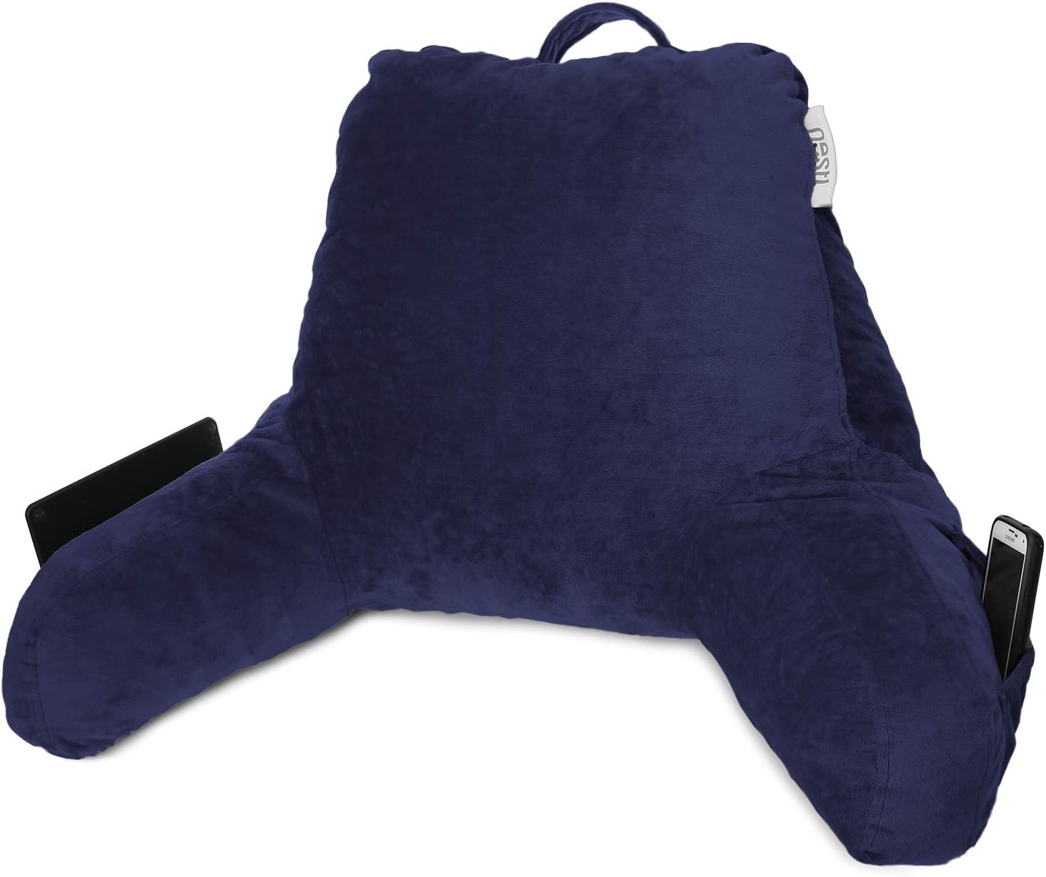 Nestl Reading Pillow, Medium Bed Rest Pillow with Arms for Kids Teens & Adults – Premium Shredded Memory Foam TV Pillow - Navy Blue: Home & Kitchen