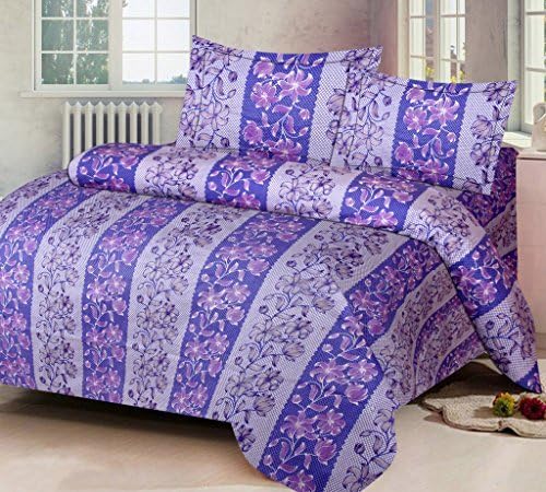 IWS Luxury Printed 120 TC Cotton Double Bedsheet with 2 Pillow Covers - Blue