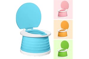 FAMI HELPER Portable Potty for Kids Toddlers Foldable Travel Potty Training Seat Children's Portable Toilet Potty Chair Toddlers Training Toilet Seat Emergency Toilet for Car, Camping, Outdoor, indoor (Blue)