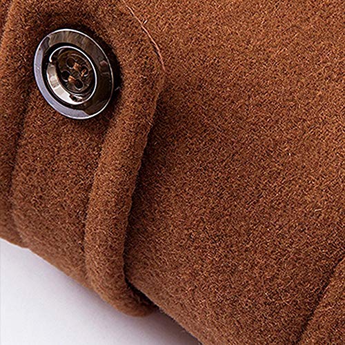 iYYVV Mens Casual Wool Trench Coat Fashion Business Long Thicken Slim Overcoat Jacket Coffee - Thumbnail 4