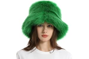 CAISSIP Fuzzy Bucket Hat Y2k Fashion Warm Winter Hat Fluffy Furry Plush Faux Fur Hats Fishing Hat Bucket Hats for Women 2024