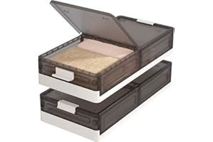 HAIXIN Under Bed Storage, Closet Organizer System, Underbed Storage with Wheels, 57.5Qt Folding Blanket Storage, Laundry Room Organization, Closet Organizer with Lids, Stackable Clothing Storage (2 Pack)