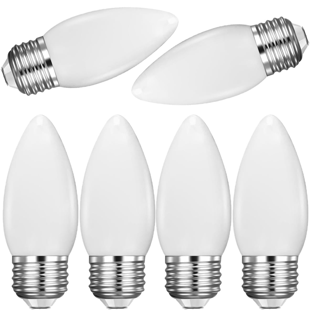 Photo 1 of ALSHKASS 6 Pack E26 B11 LED Candelabra Bulbs?2W Dimmable Frosted Candle Light Bulbs,4500K Bright White for Chandeliers & Ceiling Fans