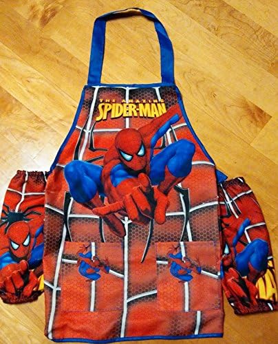 CJB Spiderman Kids Waterproof Apron Sleeves Set Blue 5-14T (US Seller)